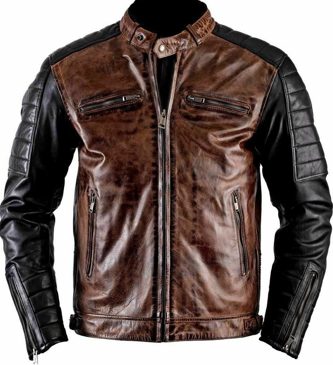 Men's Brown Real Lambskin Leather Jacket Biker Leather - Etsy