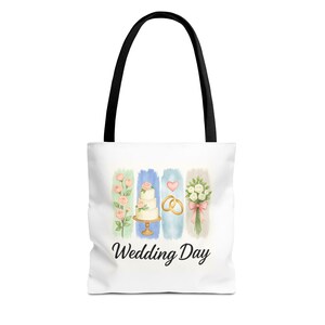 Elegant Wedding Day Tote Bag, Bridal Shower Gift, Bride Tote, Wedding Planning, Floral Wedding Essentials, Personalized Wedding Tote