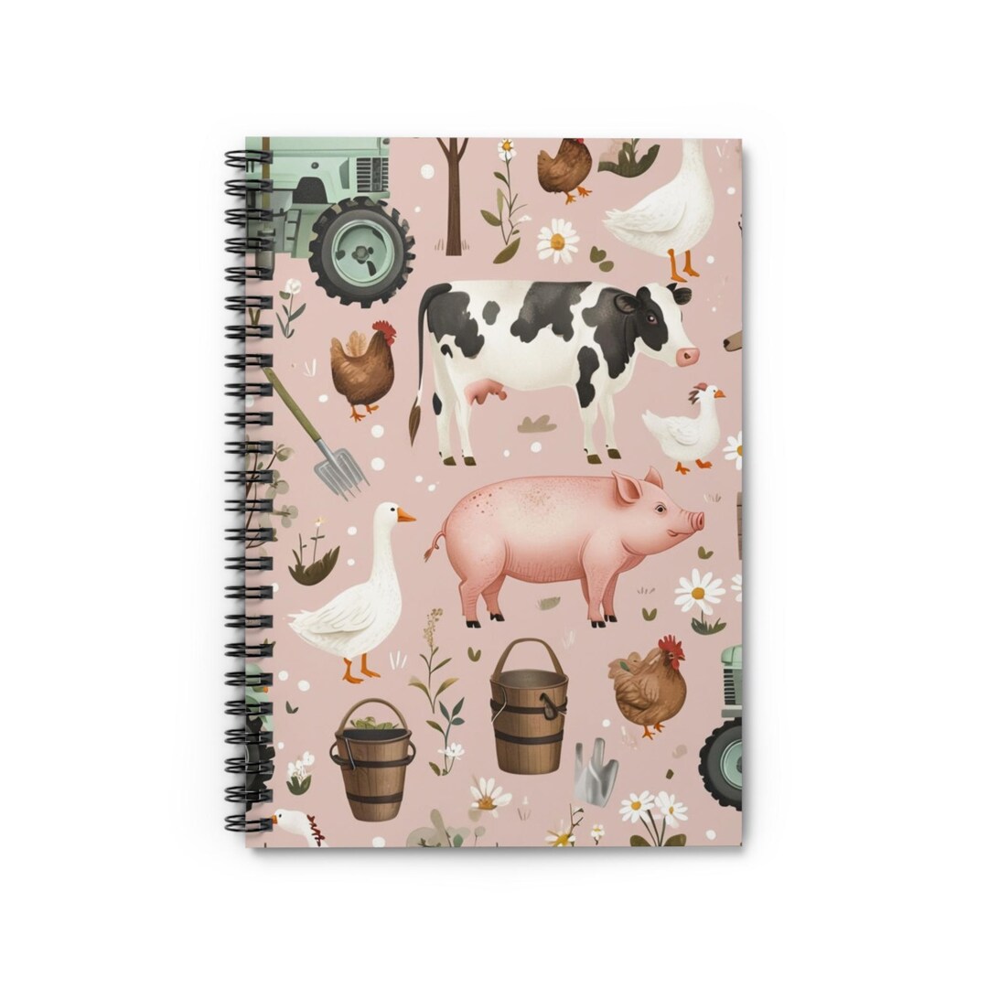 Farm Animal Spiral Notebook, Cute Farmhouse Journal, Rustic Stationery ...