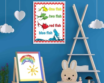 One Fish Two Fish Red Fish Blue Fish Dr. Seuss Downloadable Print