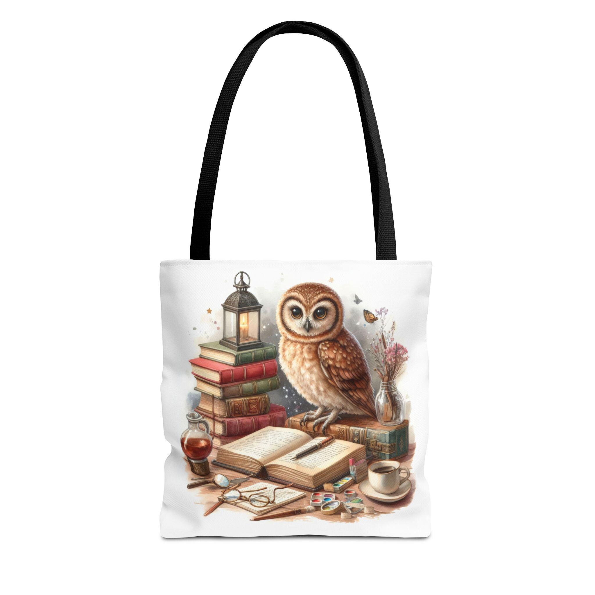 Whimsical Owl Tote Bag - Book Lover Gift, Owl Decor, Reader's Tote, Literary Accessory, Cute Owl