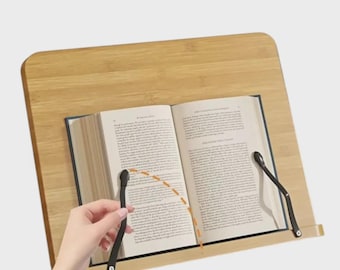 Supporto per libri regolabile in legno – Pieghevole, ideale per libri di cucina e tablet