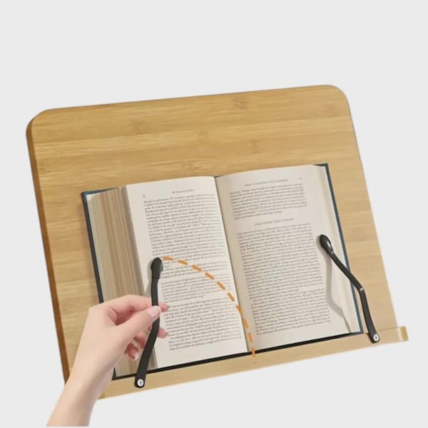 Adjustable Wooden Book Stand – Folding Cookbook & Tablet Holder