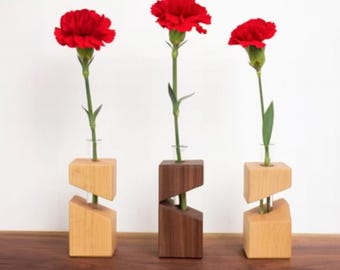 Vaso di fiori minimalista in legno / Decorazione moderna e rustica per la casa