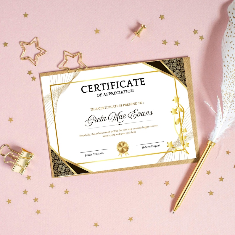 Editable Certificate of Appreciation Template Gold Award Cert Editable Certificate of Appreciation Template Gold Award Cert