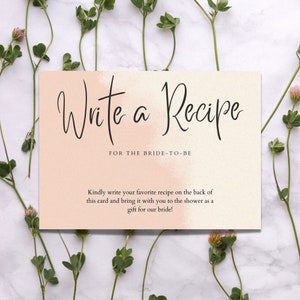 Carte de recette pour la future mariée, carte de recette imprimable, cadeau de douche nuptiale téléchargeable, 5x7