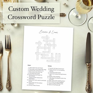 Custom Wedding Crossword Puzzle, Bridal Shower Game, Reception Game, Personalized 8.5x11&quot; PDF Download