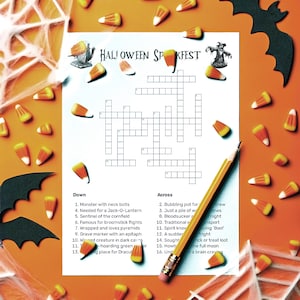 Halloween Spookfest Crossword Puzzle, Instant PDF Download