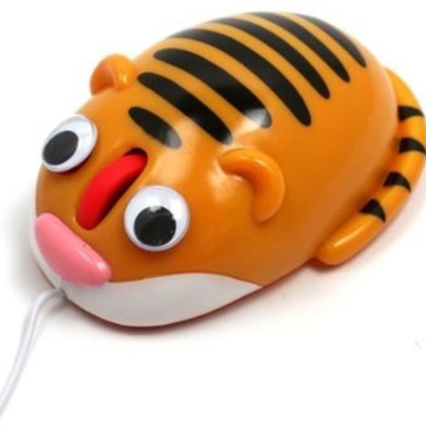 Tiger Computer Mouse with Bobble Eyes and Mood Light
