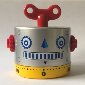 Robot Timer Retro Silver