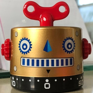 Robot Timer Retro Gold