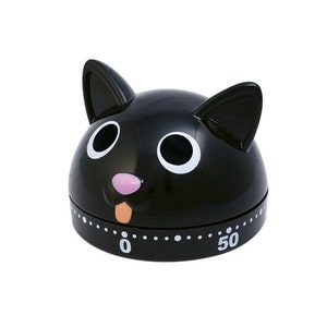 Cat Kitchen Timer Black ( Wind Up )