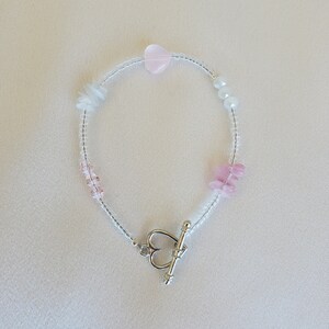 Precious Heart Stone Glass Gem Bracelet (Size Small)