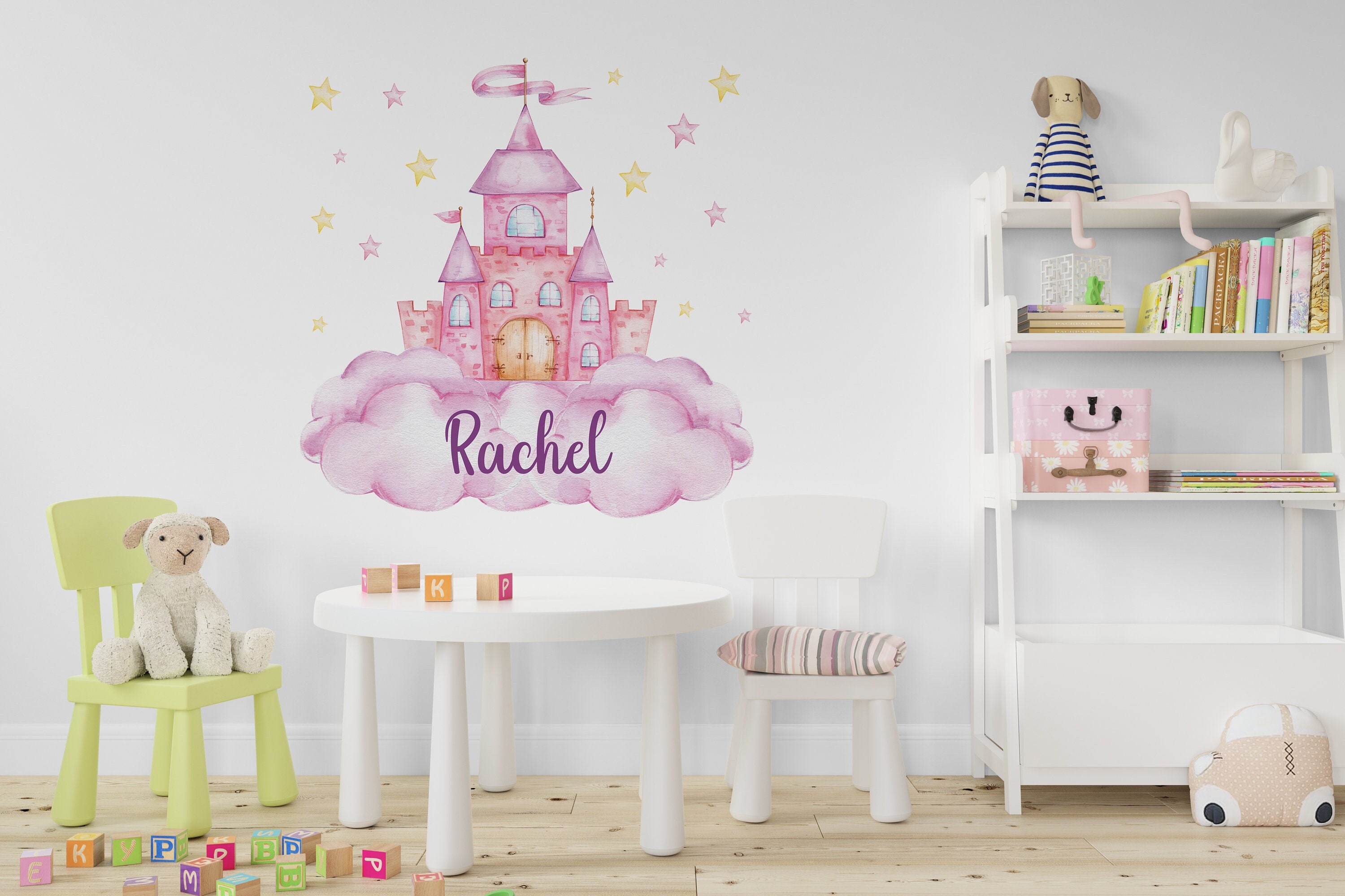 Personalized Name -Princesses Castle Wall Decal-Castle Wall Decal-Custom Name for Girls-Sticker for Nursery-Castle theme for wall Decoration