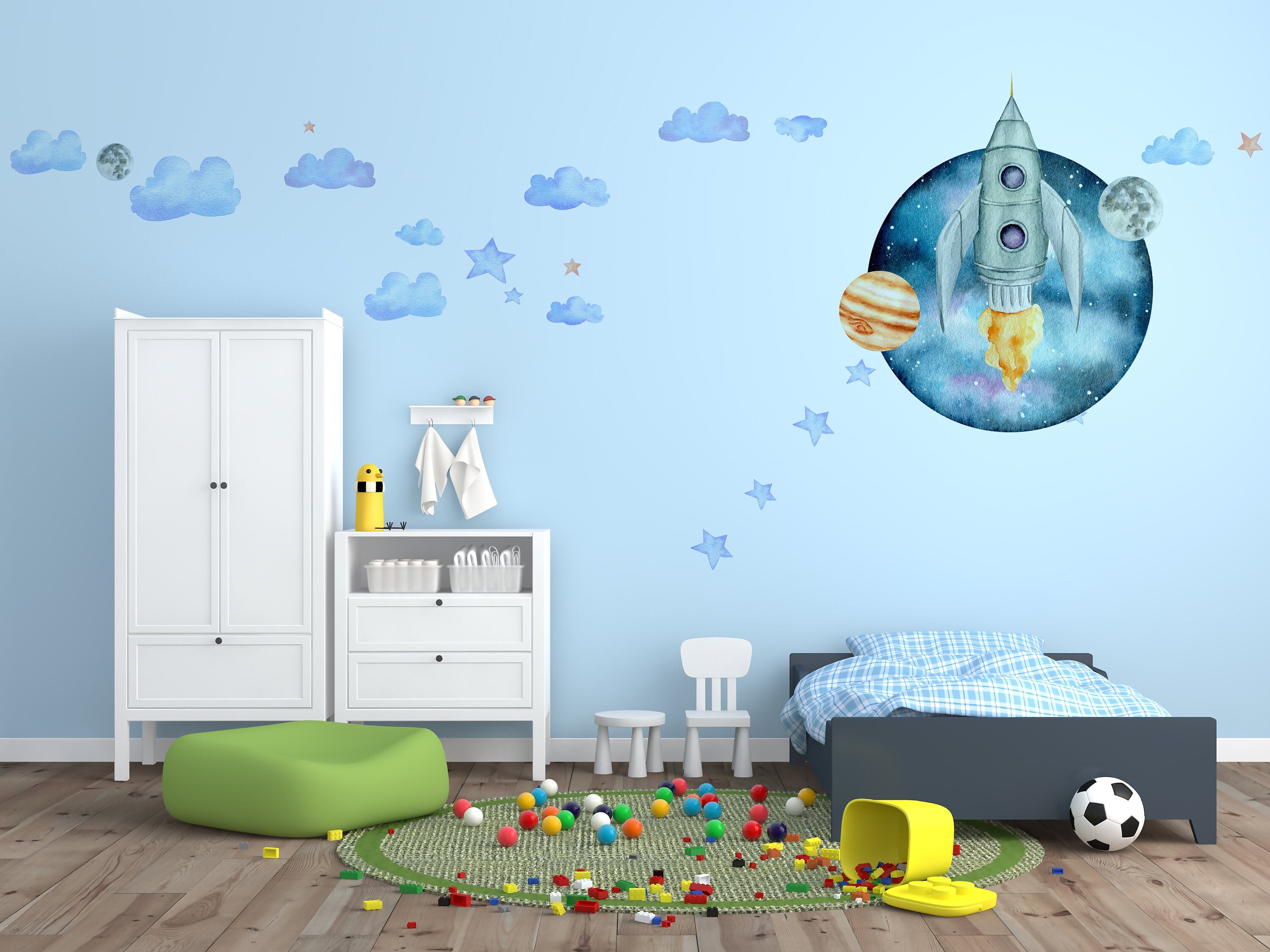 Rocket Wall Decal Rocket Wall Sticker Space Wall Stickers Etsy