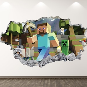 3D Wall Decal With Realistic Hole Effect- Perfect for Gamer's Room Decor Removable Vinyl Sticker Easy Application Sticker for Children