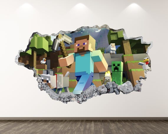 3D Wall Decal With Realistic Hole Effect- Perfect for Gamer's Room Decor Removable Vinyl Sticker Easy Application Sticker for Children