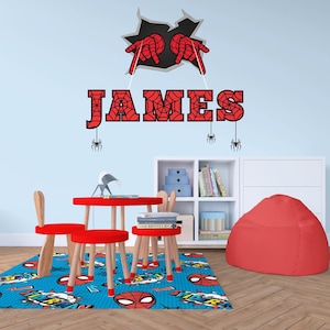 Personalized Spider Superhero Wall Decal-Custom Name Vinyl Sticker-Comic-Themed Wall Art for Kid Room,Boys & Girls Bedroom or Playroom Decor