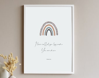 Isaiah 43:1; I have called you by name, you are mine; Christian Wall Decor; Bible Verse Printable; Scripture Art; Nursery Wall Decor