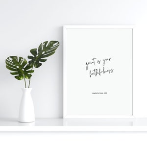 Lamentations 3:23; Great is your faithfulness; Bible Verse Printable; Christian Wall Art; Scripture Printable; Christian