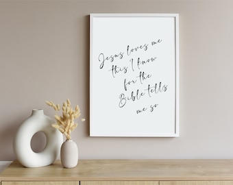 Jesus Loves Me Printable Instant Download, Nursery Decor, Kids Room Wall Decor, Christian Wall Art