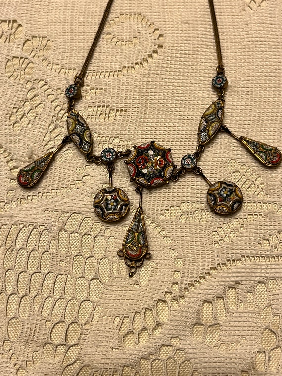 Antique Micro Mosaic Italian Glass Necklace