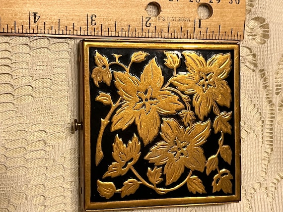 Black and Gold Enameled Compact - image 1