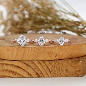 Oval Cut Lab Grown Diamond Engagement Ring Unique Rose Gold Three Stone Lab Grown Diamond Wedding Bridal Promise Anniversary gift for her