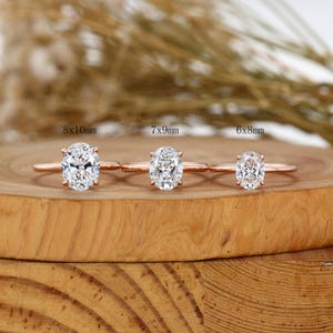 Oval Cut Lab Grown Diamond Engagement Ring Unique Rose Gold Lab Grown Diamond Solitaires  Wedding Bridal Anniversary Promise Gift for her