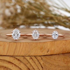 Oval Cut Lab Grown Diamond Engagement Ring Unique Rose Gold Lab Grown Diamond Solitaires  Wedding Bridal Anniversary Promise Gift for women