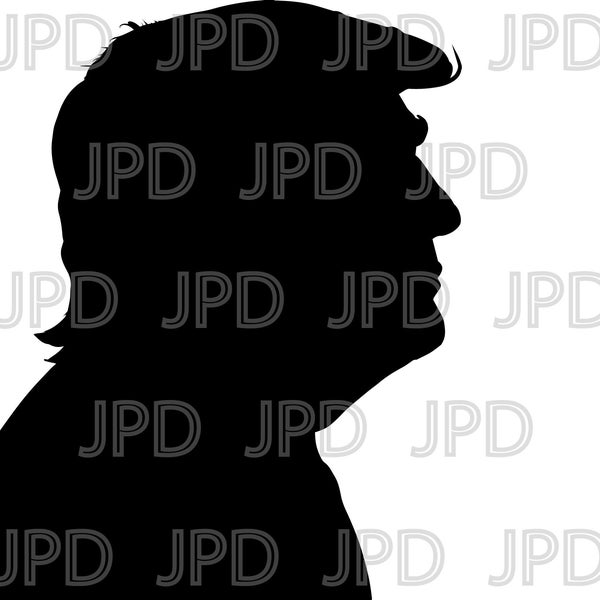 Donald Trump Profile Silhouette Vector Image Files (.svg, .pdf, .ai, & .eps Formats) Plus Rasters (.jpg and .png)