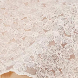 Crochet Floral Lace Fabric,Embroidered Floral Fabric,Wedding Tulle Mesh Fabric,Designer Fabric,Dress Fabric,Wedding Fabric,Fabric By Yard