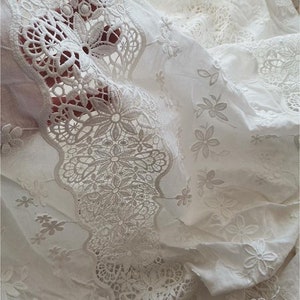 White Lace Cotton Fabric,embroidered Floral Fabric,tablecloth Fabric ...