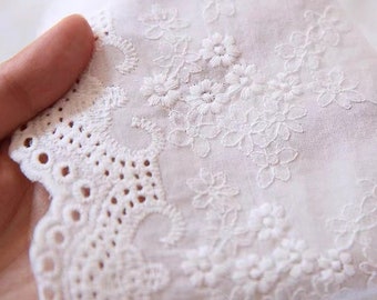 White Lace Floral Fabric,Wedding Fabric,Floral Embroidered Fabric,Crochet Cotton Fabric,Dress Fabric,Designer Fabric,Dress Fabric By Yard