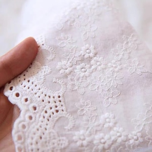 White Lace Floral Fabric,Wedding Fabric,Floral Embroidered Fabric,Crochet Cotton Fabric,Dress Fabric,Designer Fabric,Dress Fabric By Yard zdjęcie 1