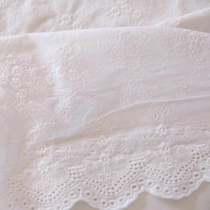 White Lace Floral Fabric,Wedding Fabric,Floral Embroidered Fabric,Crochet Cotton Fabric,Dress Fabric,Designer Fabric,Dress Fabric By Yard zdjęcie 4