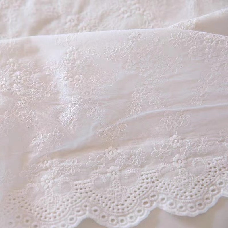 White Lace Floral Fabric,Wedding Fabric,Floral Embroidered Fabric,Crochet Cotton Fabric,Dress Fabric,Designer Fabric,Dress Fabric By Yard zdjęcie 4