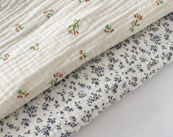 Floral Double Gauze Cotton Fabric,Floral Fabric,Double Gauze Fabric,Printed Fabric,Dress Fabric,Cotton Fabric,DIY Fabric,Fabric By 1/2 Yard