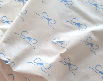 Blue Bow Cotton Twill Fabric,Cotton Fabric,Baby Fabric,Dress Fabric,Sewing Fabric,DIY Fabric,Curtain Fabric,Table Fabric,Fabric By 1/2 Yard