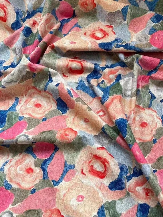 Floral Painting Fabric,dress Fabric,floral Fabric,cotton Fabric,printed  Fabric,quilting Fabric,clothes Fabric,fabric by 1/2 Yard,rose Fabric - Etsy