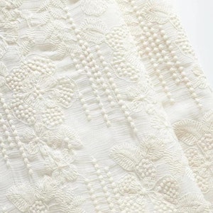 White Floral Fabric,Embroidered Fabric,Vintage Fabric,Fabric By The Yard,Bridal Fabric,Wedding Dress Fabric,Upholstery Fabric