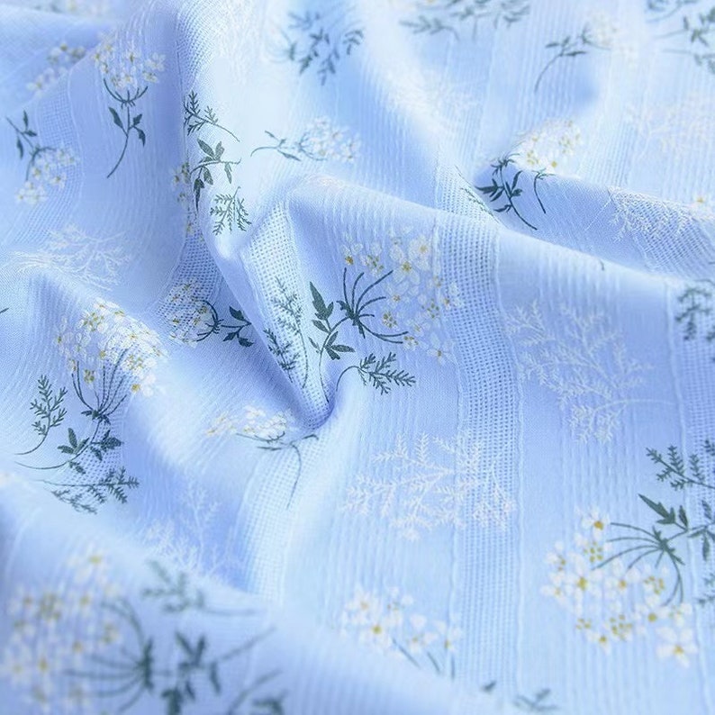 Floral Cotton Fabric,Embroidered Fabric,Flower Fabric,Cotton Fabric,Quilting Fabric,Designer Fabric,Fabric By Yard,Daisy Fabric,Soft Fabric Blue
