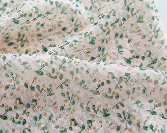 Floral Chiffon Fabric,Designer Fabric,Floral Fabric,Curtain Fabric,Daisy Fabric,Dress Fabric,Fabric By 1/2 Yard,Chiffon Fabric