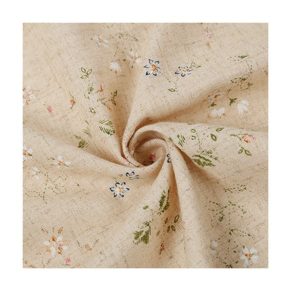 Vintage Cotton Fabric,Floral Linen Fabric,Printed Fabric,Linen Blend Fabric,Curtain Fabric,Fabric by 1/2 Yard,Sofa Fabric,Tablecloth Fabric