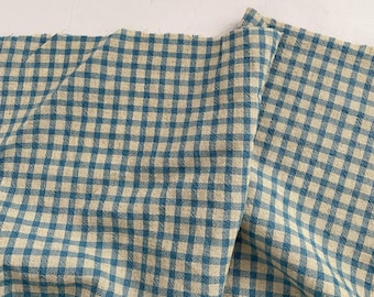 Vintage Plaid Linen Cotton Fabric,Quilting Fabric,Plaid Fabric,Cotton Fabric,Sewing Fabric,Dress Fabric,Table Fabric,Fabric By 1/2 Yard