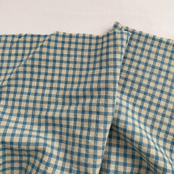 Vintage Plaid Linen Cotton Fabric,Quilting Fabric,Plaid Fabric,Cotton Fabric,Sewing Fabric,Dress Fabric,Table Fabric,Fabric By 1/2 Meter