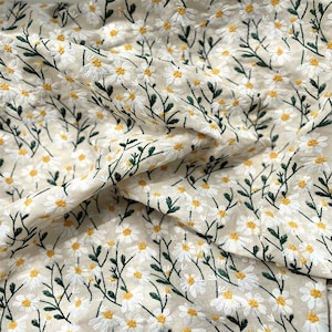 Bloemen geborduurde katoenen linnen stof, geborduurde stof, bloemenstof, katoenen stof, naaistof, woondecoratiestof, stof per 1/2 meter