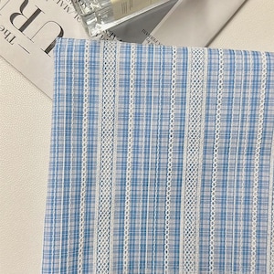 Blauer Karostoff,Kleiderstoff,Plaidstoff,Nähstoff,Quiltingstoff,Vorhangstoff,Hemdstoff,Tischstoff, Stoff 1/2 Yard
