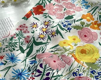 Floral Cotton Fabric,Floral Fabric,Dress Fabric,Cotton Fabric,Quilting Fabric,Printed Fabric,Soft Fabric,Curtain Fabric,Fabric By 1/2 Yard