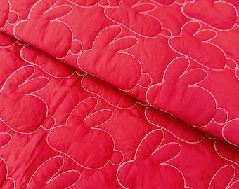 Steppstoff mit rotem Kaninchenmotiv, Steppstoff, roter Stoff, weicher Stoff, wattierter Stoff, Nähstoff, Winterstoff, DIY-Stoff, Stoffstücke à 0,5 Yards
